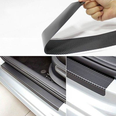 SIA VENDORS Universal Black Protector Sill Scuff Cover Car Door Plate Sticker 3D Carbon Fiber Anti Scratch Tape Waterproof Protection Film (7.5 x 24 Inches) Matte Hyundai 1 Series Side Garnish