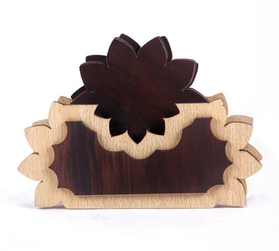 YIXT Round Reversible Wood Coaster Set(Pack of 6)