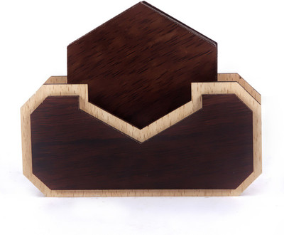 YIXT Hexagon Reversible Wood Coaster Set(Pack of 6)