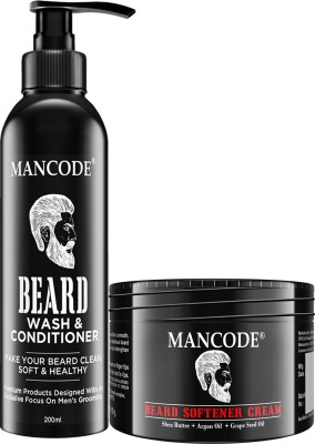 MANCODE Beard Wash & Conditioner,200ml and Beard Softner Cream,100gm, for for Soft and Healthy Beard, Combo of 2(2 Items in the set)