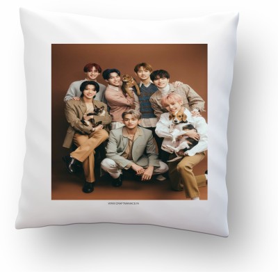 craft maniacs Printed Cushions & Pillows Cover(40 cm*40 cm, White, Multicolor)