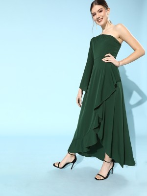 Berrylush Women A-line Green Dress