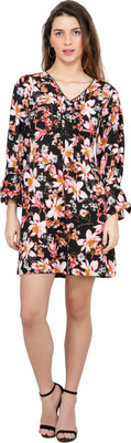 TSM Women Asymmetric Black Above Knee/Mid Thigh Length Dress