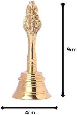 RKD Enterprises Garuda Pooja Bell / Ghanti for Home & Temple ( 4 Inches) Brass Pooja Bell(Gold, Pack of 1)