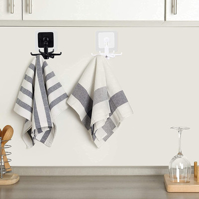RadhaTex 360 Rotating Spoon Hook with Hanger Hook for Spoon Hook Cabinet (2Pc) Random Colour Towel Holder(Plastic)