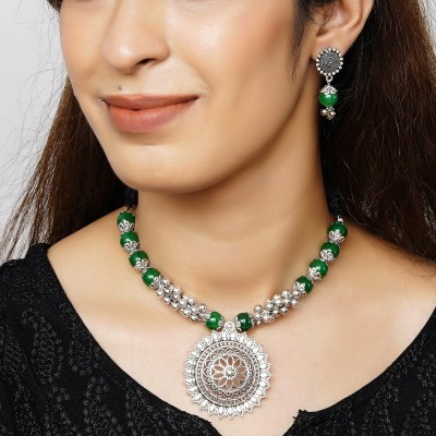 SHUBHAM JEWELLERS Alloy Silver Green Jewellery Set(Pack of 1)