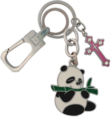 SHOKY LOOKS Beautiful Color cute panda with pink jesus cross Best Quality Hanging Lock lightweight Key Chain