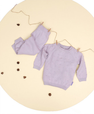 Mi Arcus Baby Boys & Baby Girls Casual Sweatshirt Pant(Lilac)