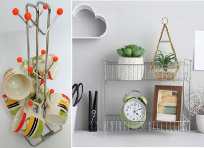 Somkala Containers Kitchen Rack Steel Present a combo pack of heavy quality multi purpose orange v shape cup stand with 12 holders + storage Somkala Containers Kitchen Rack Steel Present a combo pack of heavy quality multi purpose orange v shape cup stand with 12 holders + storage