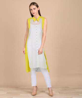 W Women Solid Straight Kurta(Multicolor)