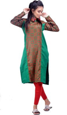 CLYMAA Women Self Design Straight Kurta(Red)