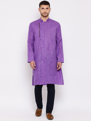 VASTRAMAY Men Self Design Straight Kurta(Purple)