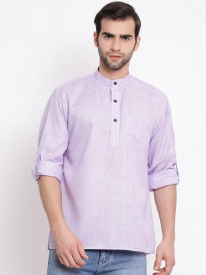 VASTRAMAY Men Self Design Straight Kurta(Purple)