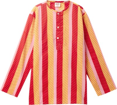 Cub McPaws Boys Printed Straight Kurta(Red)