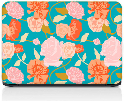 gray wall Flowers Blue Vinyl Laptop Skin Compatible for 13.3 inch(Theme: Nature)