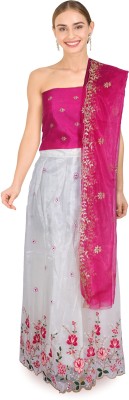 PATTARI Embroidered Semi Stitched Lehenga Choli(White, Pink)