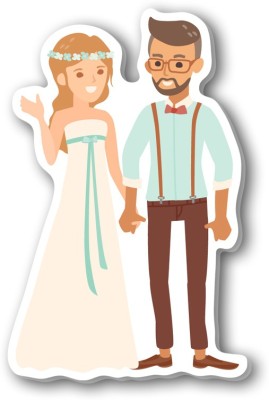 Regalocasila Happy Wedding Couple Acrylic Fridge Magnet Pack of 1(Multicolor)