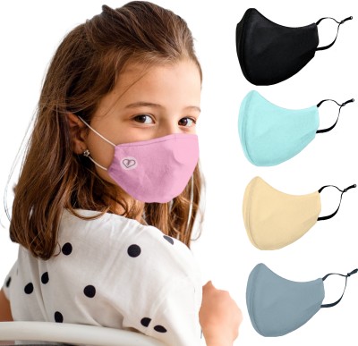 SUBHUSHA SUPER SAFETY 3 Layer Cotton kids mask combo pack Reusable Washable Breathable Skin Friendly Soft Cotton Fabric Face Mask with Adjustable Ear loops for Boys Girls Children Babies (Anti Pollution Mask , Anti Viral Mask , Anti Bacterial Mask ) (School Mask , Outdoor Mask , Kids Party Mask) (Ch