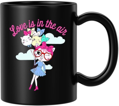 BLISSart Love Is In The Air Kittens Multicolour Tea/Milk Cup Best Gift For girls men Husband Wife Ceramic Coffee Mug(350 ml)