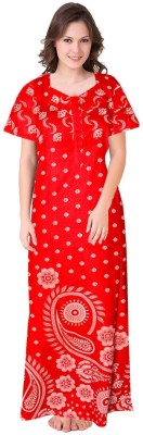 JWF Women Nighty(Red, White)