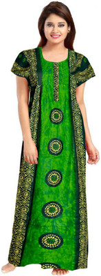 JWF Women Nighty(Green, Yellow)