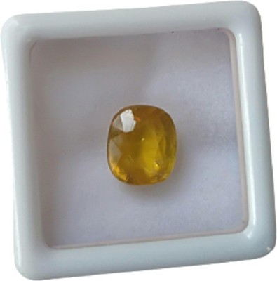 Aanya Jewels Natural Yellow Sapphire Pukhraj 7.25 RATTI Certified Energized Loose Gemstone With Lab Certificate Card Sapphire Stone