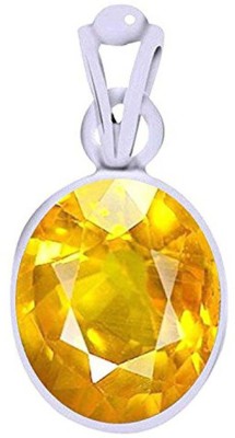 BWM GEMS Certified 9.25 Ratti Yellow Sapphire Gemstone / Pukhraj Stone Excellent Quality Silver Pendant for Men and Women Sapphire Silver Pendant