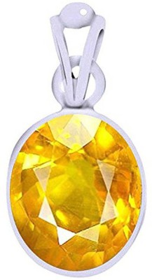 BWM GEMS Certified 11.25 Ratti Yellow Sapphire Gemstone / Pukhraj Stone Excellent Quality Silver Pendant for Men and Women Sapphire Silver Pendant