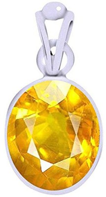 BWM GEMS Certified 6.25 Ratti Yellow Sapphire Gemstone / Pukhraj Stone Excellent Quality Silver Pendant for Men and Women Sapphire Silver Pendant