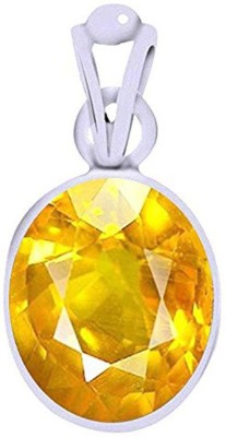 BWM GEMS Certified 10.25 Ratti Yellow Sapphire Gemstone / Pukhraj Stone Excellent Quality Silver Pendant for Men and Women Sapphire Silver Pendant