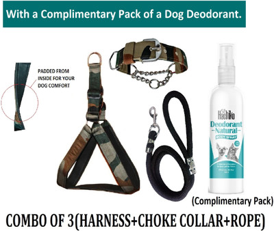 Hachiko Dog Harness & Leash(Medium, Army,Black)