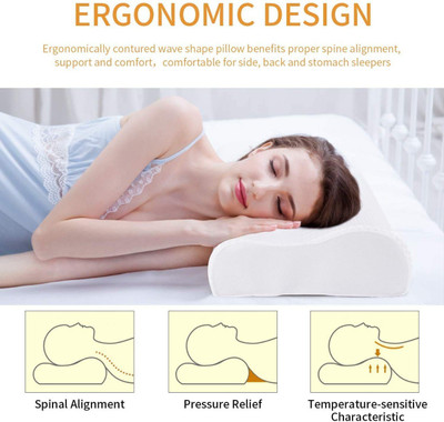 manshav Memory Foam Solid Orthopaedic Pillow Pack of 1(White)