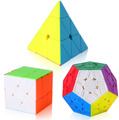 Authfort Pyramid Pyraminx Triangle Windmill & Megaminx Sculpted Cube Combo(3 Pieces)