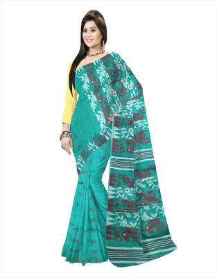 Pradip Fabrics Floral Print Tant Silk Blend Saree(Light Green)