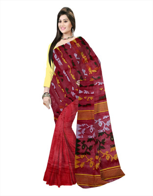 Pradip Fabrics Printed Tant Silk Blend Saree(Multicolor)