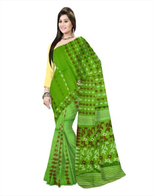 Pradip Fabrics Woven Tant Silk Blend Saree(Dark Green)