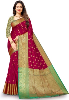 JAMUNESH FASHION Woven Banarasi Jacquard Saree(Maroon)