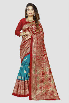 RUNAYA NX Woven Bollywood Art Silk, Chanderi Saree(Maroon)