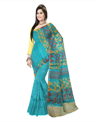 Pradip Fabrics Printed Tant Silk Blend Saree(Multicolor)