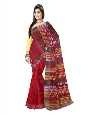 Pradip Fabrics Printed Tant Silk Blend Saree(Red)