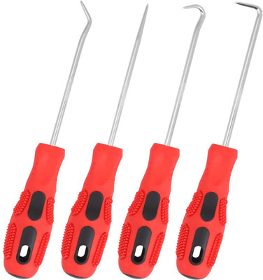 A&S TOOLSHOP 4PCS Extra Long Hook and Pick Car Automotive Set Seal Remover Craft Hobby Tool Straight/Offset/90 Degree/O-Ring Hook Pick Precision Screwdriver Set(Pack of 4)