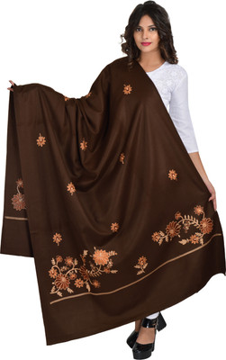 BAISA Pure Wool Embroidered Women Shawl(Brown)