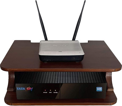OFIXO Set top Box Stand|WiFi Router Holder Wooden Wall Shelf(Number of Shelves - 1, Brown)