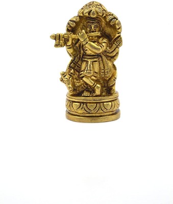 Kalarambh Brass Lord Krishna / Kanha Ji Idol Murti Statue for Pooja Puja Handicraft Art - Yellow, 2 x 1.1 x 3.5 Inch (L x W x H) Decorative Showpiece  -  8.89 cm(Brass, Yellow)