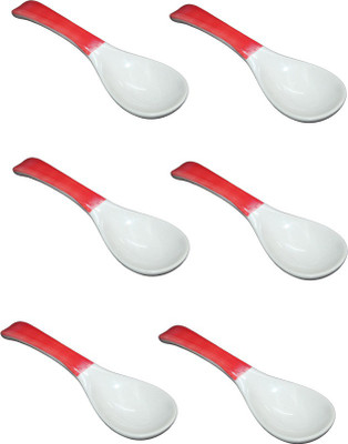 VolCraft Red Ceramic/Stoneware Handmade Ceramic Soup Spoon Set(Pack of 6)