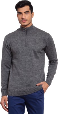 Style Quotient Solid High Neck Casual Men Grey Sweater