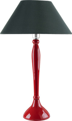 Homesake Glossy Red Royal Ovoid Aluminium Table Lamp With Green Cone Shade, Bedside, Living Room Table Lamp(60 cm, Red)
