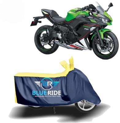 BLUERIDE Two Wheeler Cover for Kawasaki(Ninja 650, Blue, Yellow)