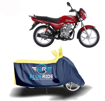 BLUERIDE Two Wheeler Cover for Bajaj(Platina 100 DTS-i, Blue, Yellow)