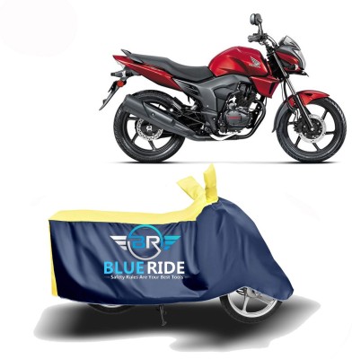 BLUERIDE Two Wheeler Cover for Honda(CB Trigger, Blue, Yellow)